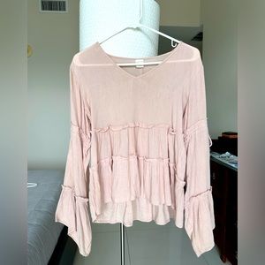 Wild Pearl cotton boho chic long sleeve top XXS